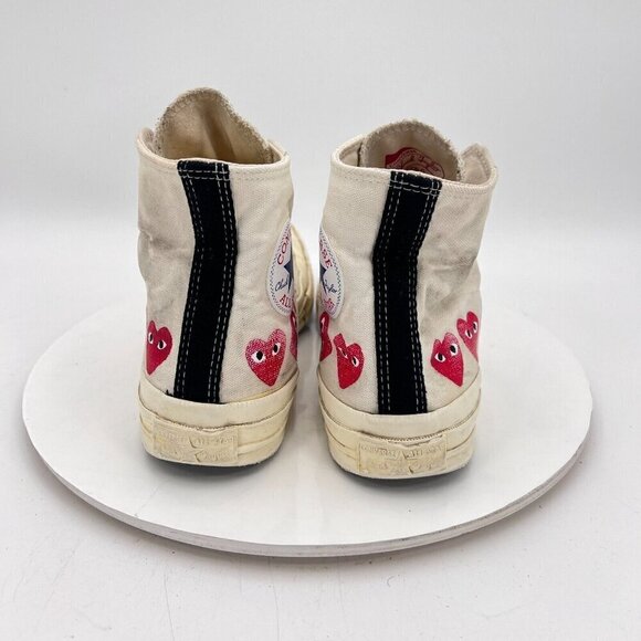 Converse Comme des Garçons Play x Chuck 70 Hi Women Size 8 White Red Shoes - Picture 6 of 14